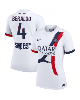 Billige Fotballdrakt Paris Saint-Germain Lucas Beraldo #4 Replika Bortedrakt Dame 2025-26 Kortermet